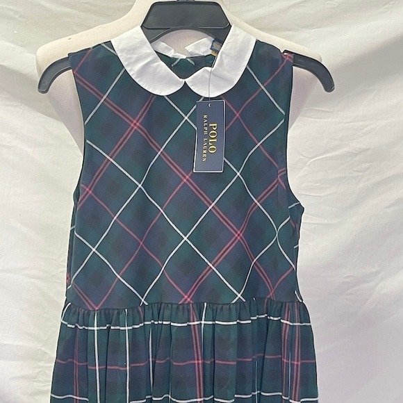 POLO RALPH LAUREN Green Plaid Ponte Dress Girl's Size XL 16 - Picture 3 of 5